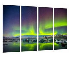 Tableau Moderne Photographique, Impression sur bois, Aurores borÃ©ales, Norway Lake, 131 x 62 cm, ref. 26643