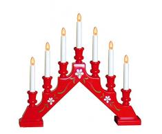 Star 154-85 Sara Chandelier 7 Lumières Bois Rouge avec Ornements 38 x 43 cm
