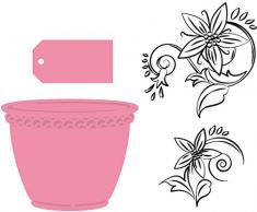 Marianne Design COL1345 Pot de Fleur à Collectionner Métal, Rose, 7 x 5,7 x 0,4 cm