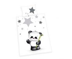 Herding BABY BEST Parure de Lit pour Enfants, Réversible Panda Jana, Housse de Couette 100 x 135 cm, Taie dOreiller 40 x 60 cm, Coton/Renforcé