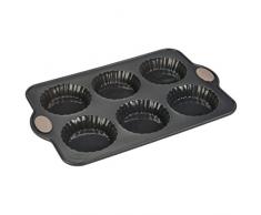 Levivo 331800000055 Moule Ã pÃ¢tisserie en silicone pour 6Â tartelettes, Gris, 30,5 cm