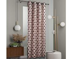 140x245 Rideau Oeillets Opaque DÃ©coration GÃ©omÃ©trique Beige Marron Chocolat Cappuccino Triangles Hypnosis