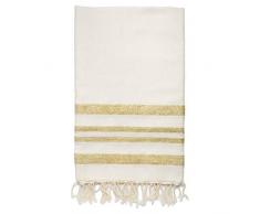 Moorish Idol - Nappe Plaid Lurex- 150cm x 250cm- Blanc/Or