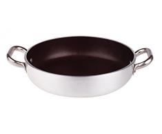 Pentole Agnelli - Platinum - Casserole avec Fond rectifié, en Aluminium, épaisseur 5 mm, avec 2 anses en Acier Inoxydable, Argent 40 cm Argent