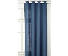 Linder 0517/45/375FR Rideau Toile Aspect Lin Bleu Marine Oeillets 135 x 280 cm