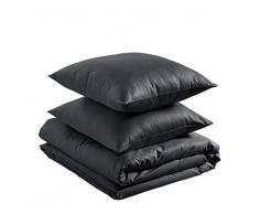 AmazonBasics Parure de lit légère en coton 260 x 240 cm / 65 x 65 cm, Noir