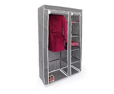 Relaxdays Armoire pliante avec housse Penderie avec revêtement en tissu VALENTIN XL 5 compartiments et 1 tringle à vêtements avec fermeture éclair idéal pour le camping, anthracite