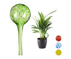 Relaxdays 10025455_53 Globes dâarrosage Lot de 2, Distributeur Eau Plantes et Fleurs, Outil de Bureau, Ã 6 cm, Verre, Vert