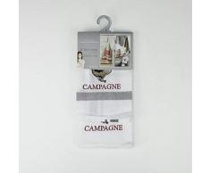 douceur dintérieur 2 torchons 50x70cm coton tisse/nid abeille brode coquette taupe