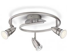 Philips 5494917p0, myLiving Spot LED Comet 3 ampoules, 690LM, acier brossé, métal, 3.5 Watts, intégré, 30 x 30 x 16 cm