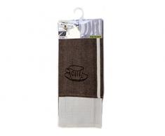 Soleil docre 712020 Lot de 2 Torchons Brodés Café Coton Multicolore 50 x 70 cm