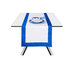 Excelsa Ocean Nappe Chemin de Table, Coton, Blanc et Bleu, 45Â x 140