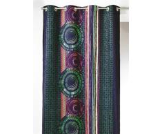 Home Maison 09409-8-AL Rideaux Velours Imprimé avec Oeillets Ronds Noir/Argent 140 x 260 cm