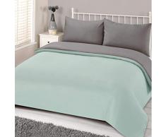 Brentfords Housse de Couette, 100% Polyester, Microfibre Douce, Vert Menthe, Gris argenté, Super King