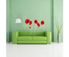 Walplus Stickers muraux amovibles en forme de coquelicots rouges