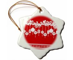 3dRose Festive lanternes Blessings, Rouge et Blanc pour Le Nouvel an Chinois Flocon de Neige Ornement, Multicolore, 7,6Â cm