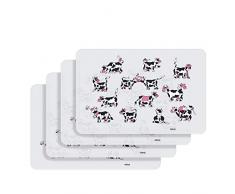 Westmark Lot de 4 sets de table en plastique de qualitÃ© supÃ©rieure 40 x 30 cm, PolypropylÃ¨ne, Happy Cows, 45 x 29 cm