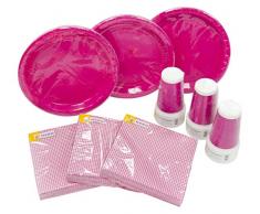 Heku 30005Â Vaisselle de fÃªte jetable Jeu de 120 piÃ¨ces avec Assiettes, gobelets et Serviettes Rose Bonbon