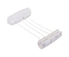 MSV 130128 Etendoir Mural 4 Fils 14m de PP/PS en Blanc, PolypropylÃ¨ne/PolystyrÃ¨ne, 31,8x11,6x10 cm