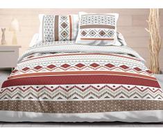 Housse de Couette 220x240 + 2 taies Pur Coton 57 Fils Maya Rouge