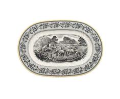 Villeroy & Boch Audun Ferme Plat de service, 34 cm, Porcelaine Premium, Blanc/Gris/Jaune