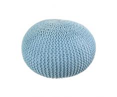 THE HOME DECO FACTORY - HD3255 - Coussin de Sol Tressé, Coton, Bleu, 50 x 50 x 27 cm