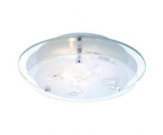 Suspension mÃ©tal chrome, opale avec motif dÃ©coratif, cristaux clairs, D:240, H:85, excl. 1xE27 ILLU 60W 230V