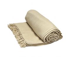 Just Contempo Couvre-lit 100 % Coton en nid dabeille Grand Format, 100% Coton, crème, Lit Simple 178 x 254 cm