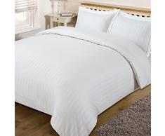 Dreamscene housse de couette superbe Satin rayÃ© Parure de lit, blanc, roi