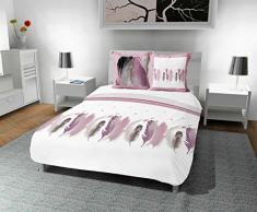 Soleil docre Plumette Parure de Couette, Coton, Blanc, 260x240 cm