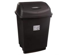 JJA 104407 Poubelle 50L Noire, Plastique, 41 x 33 x 66 cm