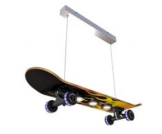Evotec EASY CRUISER FLAME Skateboard à LED 7 ampoules / 3000 K / 14 W / 1340 lumens/Wheels RGB/contrôle lumineux par télécommande en bois 14 W Transparent Small