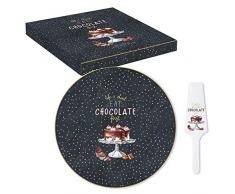 COFFRET PLAT A TARTE D32CM AVEC PELLE EN PORCELAINE