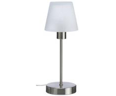 TRIO, Lampe de table, Luis 1xE14, max.40,0 W Verre mat, Blanc balayé, Corps: metal, Nickel mat Ã:12,0cm, H:32,0cm IP20,Interrupteur tactile 4 niveaux