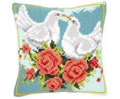 Kit coussin au point de croix Colombes amoureuses