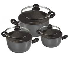 STONELINE Set de Casserole, 6 pièces avec Couvercles en Verre, Convient pour linduction