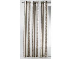 Home Maison HM6921399 Voilage Ã Rayures Verticales BrodÃ©e Fantaisie Etamine Polyester Taupe 140 x 260 cm