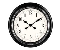 Premier Housewares 2200633 Horloge Murale en MÃ©tal Finition ChromÃ© Noir