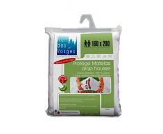 Nuit des Vosges Arnaud Protège Matelas Drap Housse Imperméable avec Bonnets Extra-Larges 40 cm Coton Blanc 200 x 160 cm