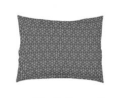 Douceur dIntÃ©rieur OPTIC Taie Oreiller Volant Plat Coton Anthracite/Blanc 50 x 70 cm