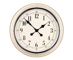 Premier Housewares 2200634 Horloge Murale en MÃ©tal Finition ChromÃ© Ivoire
