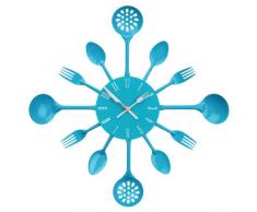 Premier Housewares 2200667 Horloge Murale Couverts en Métal Bleu