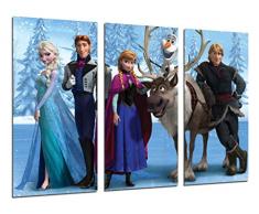 Tableau Moderne Photographique, Impression sur bois, Frozen, Cartoon, Elsa, Olaf, Hans, 97 x 62 cm, ref. 26489