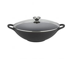 Le Creuset, Wok en Fonte ÃmaillÃ©e, Rond, Ã 32 cm, Compatible avec Toutes Sources de Chaleur (Induction Incluse), 4.607 kg, Noir