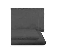 Home Royal - Parure de lit composÃ©e par 1 Drap Plat, 160 x 285 cm, 1 Drap Housse, 90 x 200 cm, 1 traversin, 45 x 110 cm, Couleur Gris foncÃ©