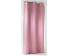 douceur dintérieur rideau a oeillets carres 140x240 cm suede suedine rose