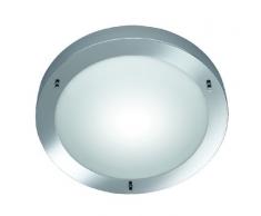 TRIO, Plafonnier, Condus 1xE27, max.60,0 W Verre opale, Blanc, Corps: metal, Chrome Ã:31,5cm, H:8,0cm IP44
