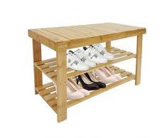 Todeco - Meuble à Chaussures en Bambou, Ãtagère en Bambou à 3 Niveaux - Matériau: Bambou - Poids: 3,7 kg - 70 x 45 x 28 cm