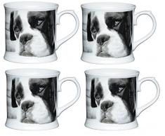 Kitchencraft Porcelaine Rayures Verticales en Forme de Chope Mug, Multi/Couleur (Lot de 4), Porcelaine, Multi/Colour, 12.9 x 9.3000000000000007 x 9.3000000000000007 cm