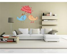 pinkelephant Autocollant Mural Lovely020 â Sweet Heart â Oiseaux sembrassant â Sticker Mural 58 x 47 cm